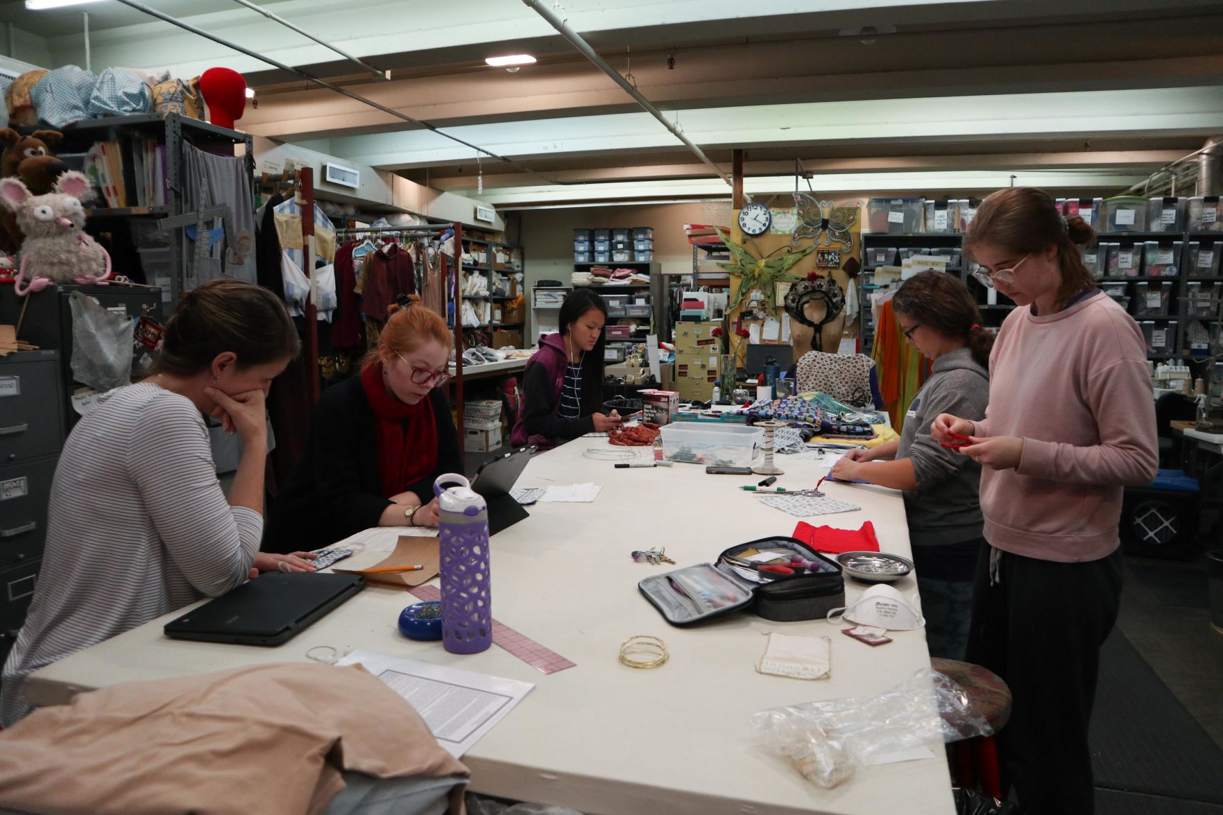 Kennedy Theatre students making masks